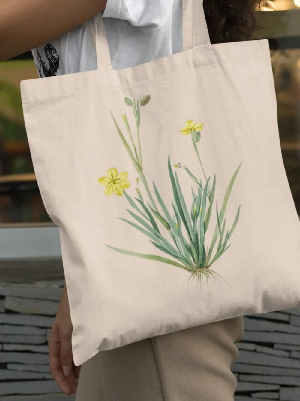 Yellow-Eyed Grass Vintage Floral Print Graphic Canvas Tote Bag